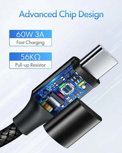Vista 2 de etguuds Cable USB C a USB C 4 pies, paquete de 2 unidades, 60W de carga rápida tipo C a C para iPhone 17 16 15 Pro Max Plus Air 16e