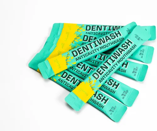 Vista 4 de Mouthwash Dentiwash - Paquetes portátiles de tamaño de viaje, sin alcohol, tensioactivo, conservantes y colorantes artificiales, evita caries