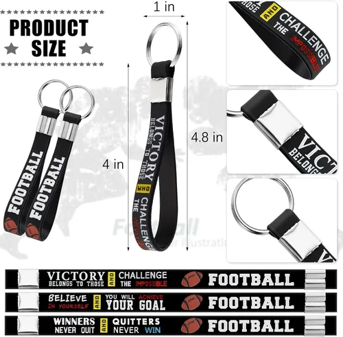 Vista 2 de Junkin 24 piezas de regalos de fiesta de fútbol de silicona llaveros de regalo de noche para adultos mayores, accesorios de fiesta