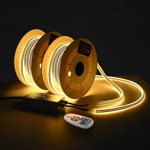 Vista 12 de DELight Tira de luces LED de neón blanca cálida de 10 pies AC 110 V IP65, impermeable, cortable, regulable, flexible, tira de luces LED DIY