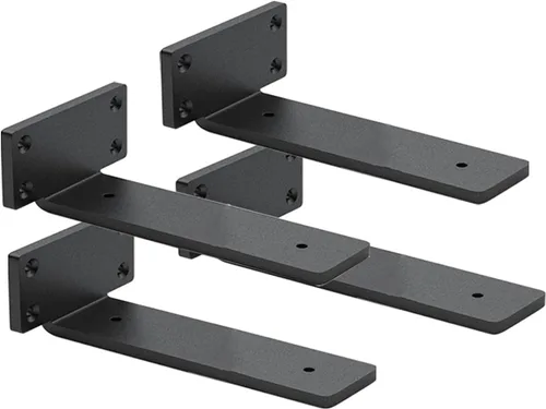 Vista 21 de Paquete de 4 soportes de estante flotantes de 4 pulgadas, soporte de estante oculto de 1/5 pulgadas de grosor, soportes de metal de hierro