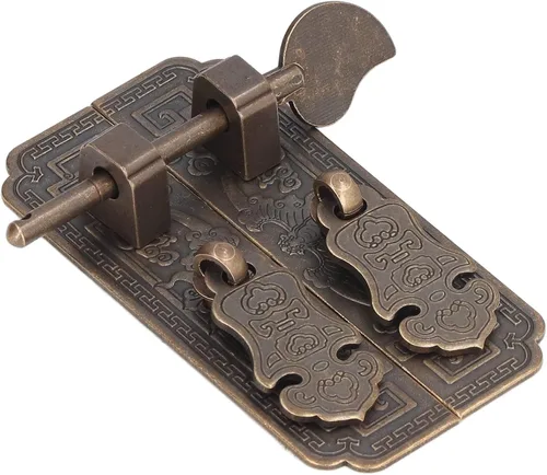 Vista 3 de Placa de latón antiguo para puerta con diseño de murciélago auspicioso placa frontal de estilo chino para decoración de muebles de gabinete