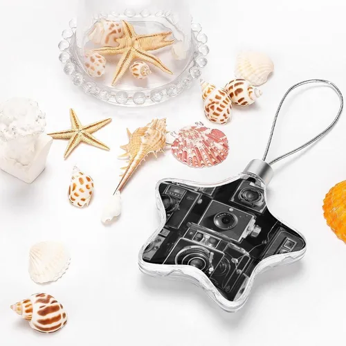 Vista 5 de Retro Cool Camera Collection - Adornos de estrella con forma de estrella, adornos de Navidad colgantes de Navidad, colgante reutilizable