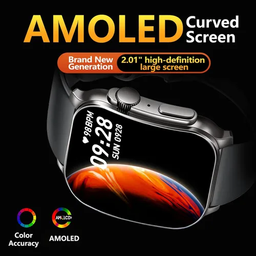 Vista 5 de Reloj inteligente, pantalla curvada AMOLED de 2.01 pulgadas con contestar/hacer llamadas, reloj de fitness con rastreadores de fitness y sueño
