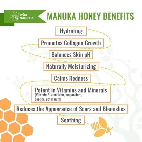 Vista 3 de Wild Naturals Champú de miel de Manuka para eczema y psoriasis, hidratante sin sulfatos con aloe vera y aceite de coco, champú hidratante para cuero