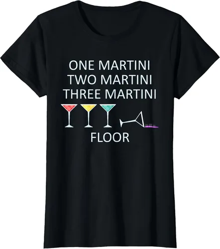 Vista 52 de Funny Bartender One Two Three Martini Floor Cocktail T-Shirt Asphalt Grey
