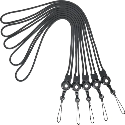 Vista 6 de YOUOWO 5 Pack Lanyards Detachable Neck lanyard For Pen Phone ID Badges Holder Keys Office Cell USB Black Strap Whistles iPod