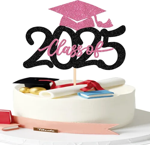 Vista 8 de 24 piezas 2026 temáticas de graduación 2026 decoraciones para cupcakes con purpurina clase de 2026 Diploma Congrats 2026 Tapa de graduación