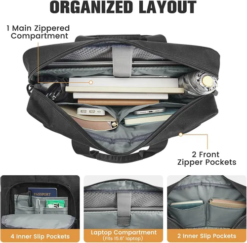 Vista 4 de S-ZONE Bolsa de mensajero táctica para hombres 15.6-16 pulgadas bolsa para Negro