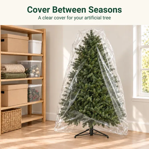 Vista 8 de Bolsa de eliminación de árbol de Navidad VicMore 9x6 pies de plástico transparente – Polietileno resistente, resistente a roturas y sin olor