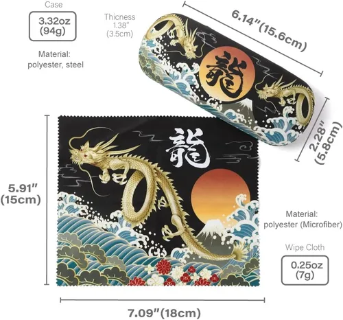 Vista 6 de Terra Distribution Funda rígida para lentes diseñada en Japón Estuche rígido para lentes con paño de microfibra