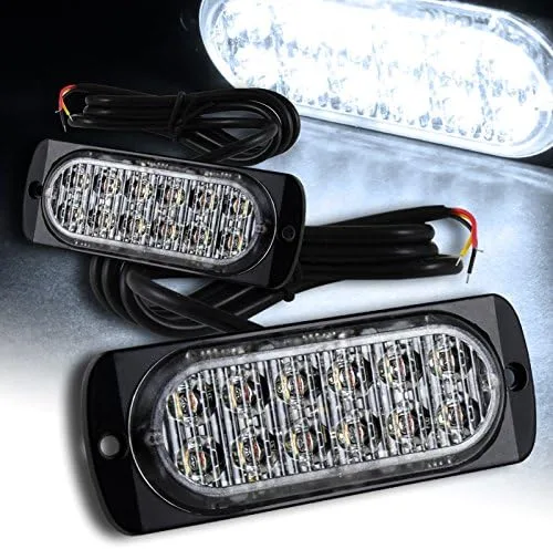 Vista 4 de luces LED estroboscópicas de emergencia, 2 luces estroboscópicas de emergencia de 12 LED, luz intermitente, precaución, construcción de barra de luz