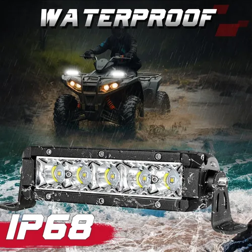 Vista 5 de OFFROADTOWN Barra de Luz LED de 6 Pulgadas de Una Sola Fila Focos LED Delgados para Conducción Todo Terreno Luces de Niebla de Trabajo Luz Spot
