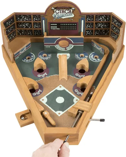 Vista 3 de Juegos de Pinball de Béisbol de Mesa - Juguete de Arcade Retro de Deportes Clásicos en Miniatura de Madera para Coleccionistas Adultos y Niños