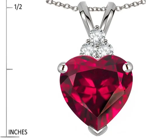 Vista 4 de Star K Collar con colgante de tres piedras en forma de corazón de oro macizo de 14 quilates de 8
