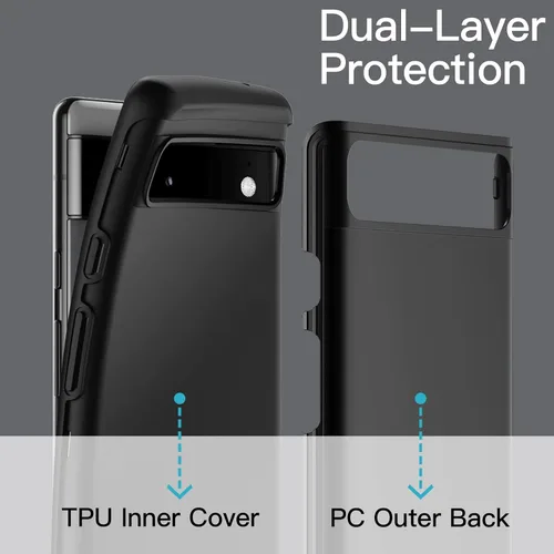 Vista 3 de JETech Funda para Google Pixel 6a de 6.1 pulgadas 2022, protección de doble capa a prueba de golpes (negro)