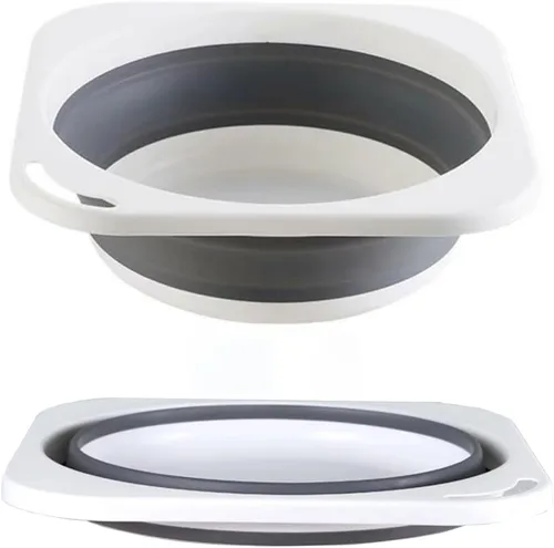 Vista 11 de Lavabo de plástico plegable de 5 litros (1.4 galones), bandeja de cocina, bañera pequeña con floding, cubo de plástico que ahorra espacio