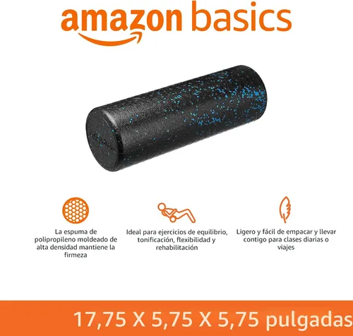 Vista 2 de Amazon Basics Rodillo de espuma de alta densidad para ejercicio y recuperación, 18 pulgadas, moteado azul