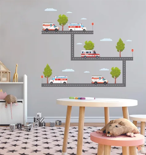 Vista 9 de The City - Vinilo adhesivo de vinilo para habitación de niños, camión de basura, colección de residuos sólidos, para dormitorio de niños, sala