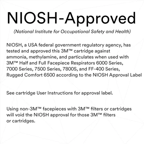 Vista 2 de 3M Cartucho/filtro respirador P100 60924, 1 par, aprobado por NIOSH, ayuda a proteger contra amoníaco, metilamina y partículas, para fabricación