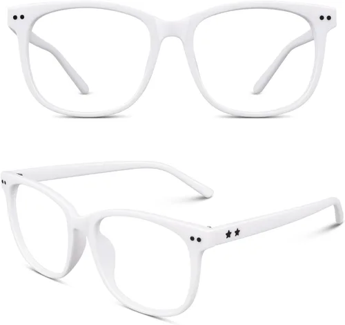 Vista 18 de Happy Store CN81 - Gafas de gran tamaño con montura UV 400 transparente Azul