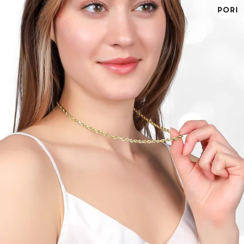 Vista 4 de PORI JEWELERS 18K Yellow Gold 15MM 18MM 2MM 25MM 3MM 4MM or 5MM Diamond Cut Rope Chain Necklace Unisex Sizes 16-30