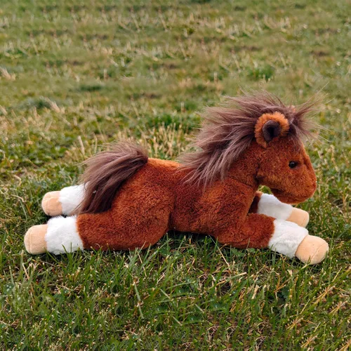 Vista 3 de The Petting Zoo Peluche de caballo castaño, regalos para niños, animales salvajes de granero, juguete de peluche de caballo marrón, 16 pulgadas