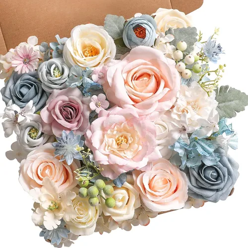 Vista 11 de Serra Flora Caja Combo de Flores Artificiales para Ramos de Boda DIY, Centros de Mesa, Arreglos, Despedida de Soltera, Fiesta, Decoraciones