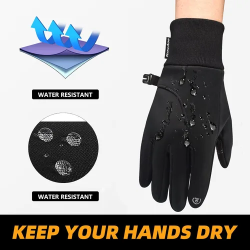 Vista 4 de Guantes de invierno para hombre, guantes térmicos impermeables, para clima frío, guantes de correr para hombres y mujeres, guantes de invierno
