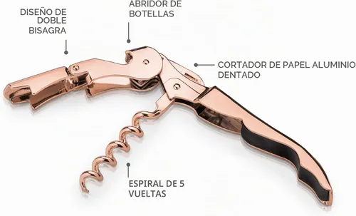 Vista 2 de Viski Belmont - Sacacorchos de diseño chapado, Acero inoxidable, Total 1