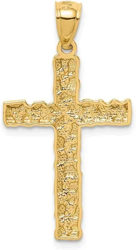 Vista 3 de Colgante de cruz de pepita de oro amarillo macizo de 14 k, Metal