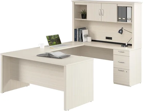 Vista 8 de Bestar Logan 66W Escritorio ejecutivo en forma de U o L con pedestal y Antigua