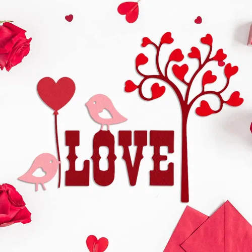 Vista 3 de Hying Troqueles de corte de marco de árboles de San Valentín para hacer tarjetas y decoraciones de álbumes de fotos, globos de pájaros, corazones