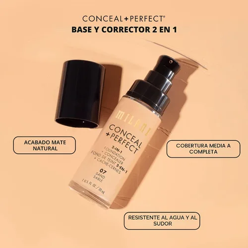 Vista 5 de Milani Base líquida Conceal + Perfect - Natural claro, 1 onza líquida.