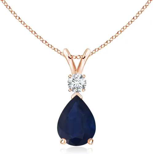 Vista 152 de Angara Colgante de lágrima de zafiro azul natural con diamante en plata/oro macizo de 14 quilates/platino Cumpleaños, compromiso, aniversario