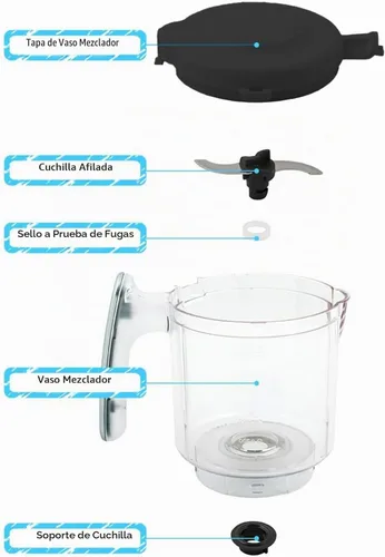 Vista 2 de Taza y cuchilla de repuesto con cesta de vapor para máquina de alimentos EVLA'S Baby - Gris oscuro