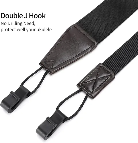 Vista 6 de Ukulele Strap No Drill, Adjustable Double J Hook Clip on Uke Shoulder Strap, Hawaiian Butterfly Printing Hands Free Ukelele Strap, Easy to Use and
