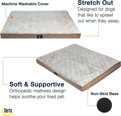 Vista 3 de Serta Cama ortopédica acolchada para perros con parte superior de almohada para mascotas - Marrón chocolate (XL)