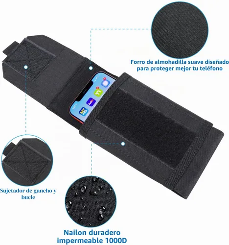 Vista 4 de Funda táctica negra Molle para teléfono celular, resistente al agua, para iPhone 11, 12, 13 Pro Max, para Samsung S22, S21, S20, FE, Note 20, A13