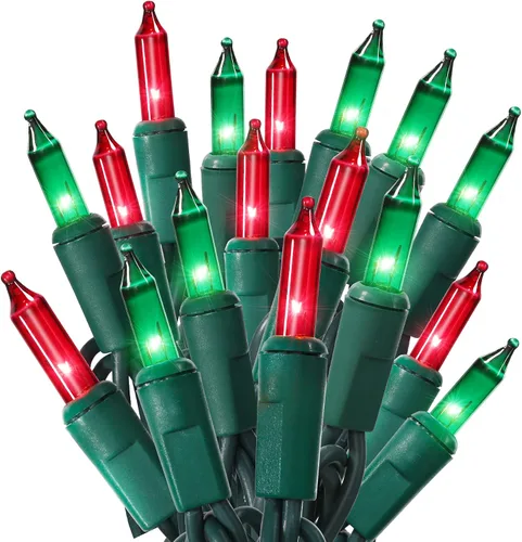 Vista 12 de ODEETRONIC Luces cálidas de Navidad - 100 bombillas, 6.6 metros de longitud, luces intermitentes y constantes transparentes, con certificación UL