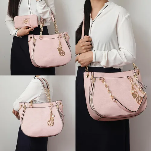 Vista 2 de MKF Collection Bolso de mano con cartera de muñeca, bolso cruzado de cuero vegano para mujer