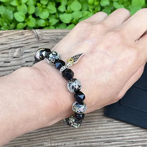 Vista 6 de ARTSY Crafts Glow in the Dark Firefly Beads + Natural Gemstone Bracelets, Handmade in USA