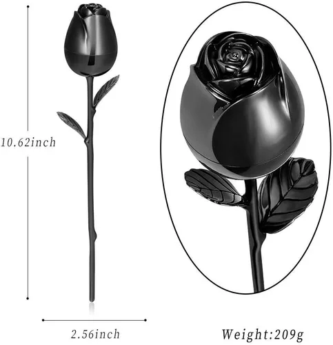 Vista 4 de OIJH - Colgante para cenizas de perro acero inoxidable diseño de flor negra con caja recuerdo de flores coloridas color negro
