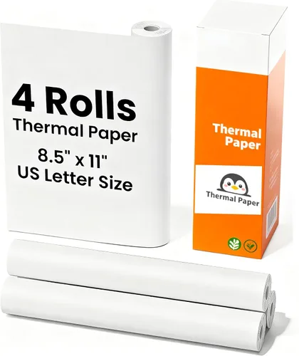 Vista 4 de 2 rollos de papel para impresora térmica de 8.5 x 11 pulgadas, rollo de papel térmico de tamaño carta de EE. UU. compatible con impresora térmica
