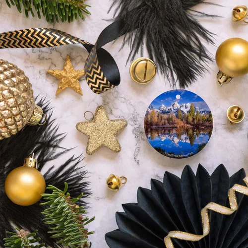 Vista 6 de Grand Teton National Park Adornos de Navidad de recuerdo de la ciudad de Wyoming, adornos colgantes para árbol de Navidad, recuerdo de cerámica