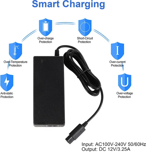 Vista 4 de Fuente de alimentación y cable AV para Gamecube adaptador de corriente CA NGC y juego de cables AV cable de alimentación y cable AV compatible