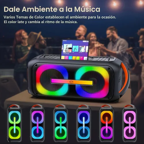 Vista 5 de JYX Altavoz Bluetooth con 2 subwoofers duales de 60 W de 6.5 pulgadas, sistema PA con 2 micrófonos inalámbricos, sonido estéreo TWS, graves