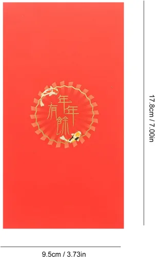 Vista 4 de Vaguelly Sobres rojos de año nuevo 3D 2024, 4 unidades, loto chino, carácter, año del dragón, Fengshui, Fortuna, sobre Hong Bao Lucky Money Red