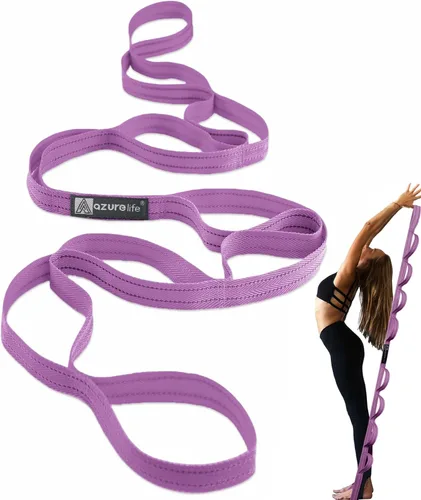 Vista 9 de A AZURELIFE Premium Durable Stretch Straps with Loops, Stretching Strap for Physical Therapy, Multi-Loop Yoga Strap Fitness Exercise Strap for Yoga