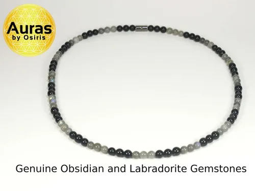 Vista 22 de Collar de cristal de obsidiana negra hecho a mano, collar de cuentas de piedras preciosas naturales auténticas, curación, protección, talismán mala